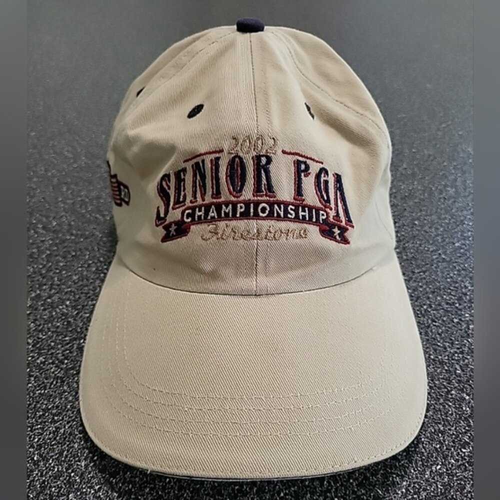 Seniors PGA Championship 2002 Firestone Vintage Ahead Golf Cap Beige OSFM